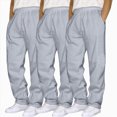 thumbnail image 2 of NOLDARES Baggy Sweatpants Men 3 Pack Lightweight Wide Leg Open Bottom Loose Casual Athletic Gym Pants Drawstring Pockets,Light Gray,XL, 2 of 4