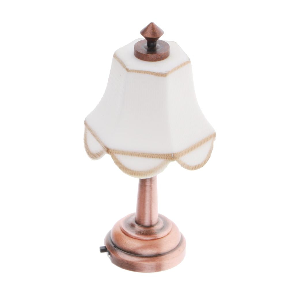 2 Pieces 1:12 Scale Dollhouse Miniatures LED Lamp Table Desk Light Decor