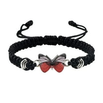 Fiaya Women Colorful Butterfly Woven Bracelet, 1Pc Adjustable String Lucky Butterfly Friendship Bracelets, Handmade Braided Rope Bracelets for Women Men Jewelry Gifts (D-Red)