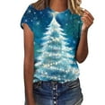 thumbnail image 2 of REORIAFEE Christmas Shirts for Women Plus Size Sparkle Xmas Tree Prints Short Sleeve T Shirt Round Neck Holiday Tees Casual Soft Tops Multicolor XXXXL, 2 of 5