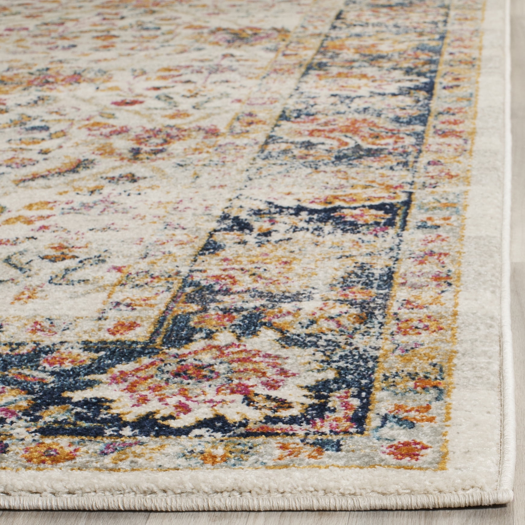 SAFAVIEH Madison Langston Floral Runner Rug, Cream/Navy, 2'3" x 10'