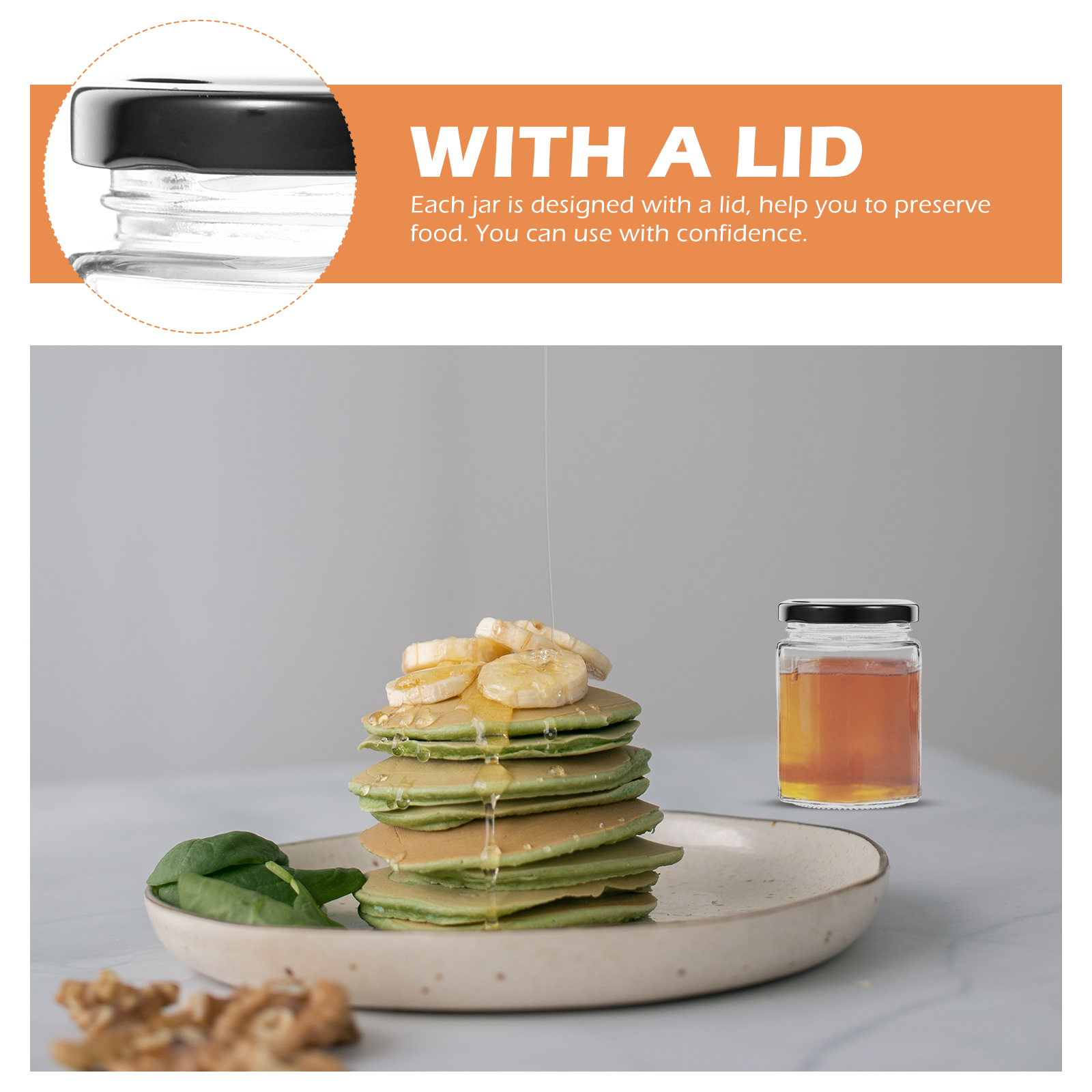 CRILSTYLEO Glass Honey Jar with Lid for Storage Assorted Color Easy to Clean Wide Mouth 4pcs
