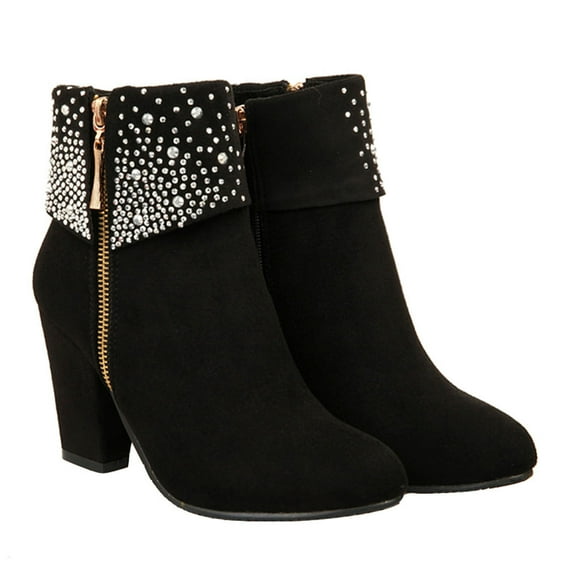 PAMINGONO 1 Pair Ankle Boots Black Short Boot High Heel For Women Autumn Winter