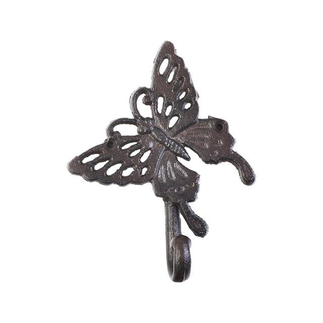 Gancho de pared decorativo Gancho para llaves Montaje en pared Soporte de estilo retro Colgando Perchero resistente Soporte para toallas para llaves Mariposa