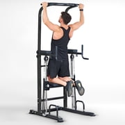 Soges Pull Up Bar 10 Adjustable Height Power Tower Dip Station for Enhanced Fitness, Multi-Functional Power Rack Workout Machine for Home Gym Strength Training Fitness Exercise Equipment,Black