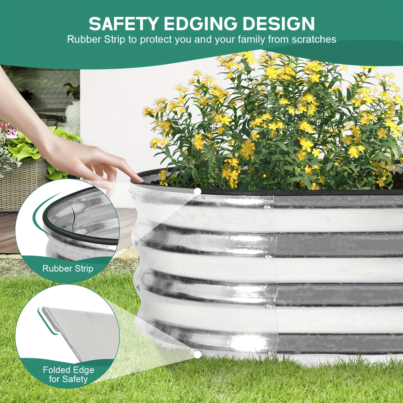 INNO STAGE Galvanized Metal Raised Garden Bed Kit Outdoor Planter Box 3-Pack 4x2x1FT