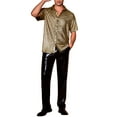 thumbnail image 2 of INSPIRE CHIC Men's Short Sleeve Button Disco Party Shining Metallic Shirts M Black Golden, 2 of 6