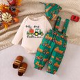 thumbnail image 2 of TOWED22 My First Halloween Baby Boys Girls Outfit Long Sleeve Pumpkin Romper Suspender Pants Set with Hat Newborn Boys Girls Fall Clothes,0-3 M, 2 of 6