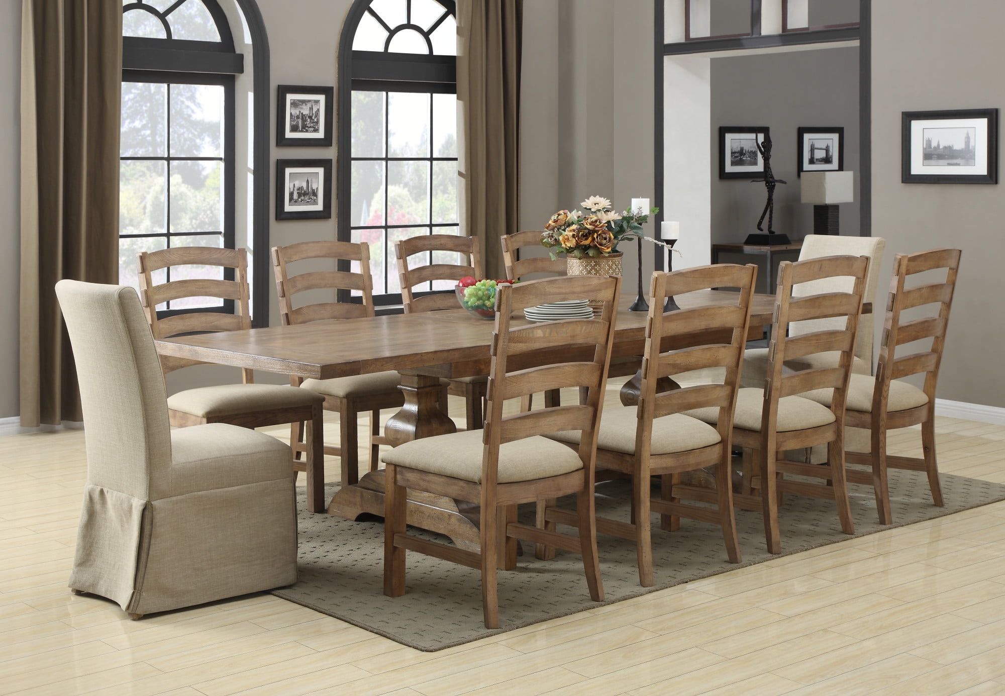 Emerald Home Bel Air Brown Dining Table With Self Storing Extension Emerald Home Bel Air Brown Dining Table With Self Storing Extension Leaf And Double Pedestal Base Com
