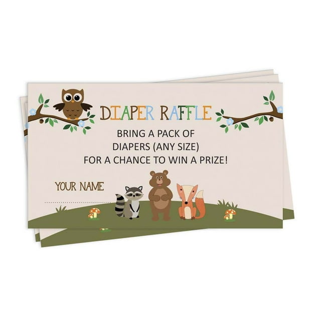 Inkdotpot 30Baby ShowerDiaper Raffle Ticket Lottery Insert Cards Supplies Games For Baby Shower Party Jungle Animals Bring A Pack Of Diapers To Win Favors Gifts And Prizes