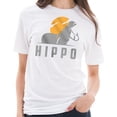 thumbnail image 3 of Sunset Hippo Graphic Design Unisex Lane Seven Ring Spun Combed Cotton Short Sleeve Deluxe Jersey T-Shirt - White XL, 3 of 4