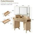 thumbnail image 4 of OKD Modern Fluted Corner Vanity Desk, 48" Corner Makeup Vanity Desk with Smart Mirror and Lights, Oak Vanity Desk with Charging Station and 3 Drawers & Shelves for Bedroom, Natural Oak, 4 of 9