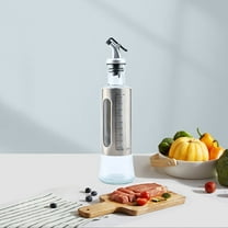 Stainless Steel Oil Dispenser Bottle with Measurement Scale | Automatic Opening & Closing Nozzle | 200ml 300ml 500ml Kitchen Oil Vinegar Bottle for Cooking | Silver