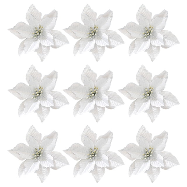 36pcs adornos de flores de Navidad brillo adorno de flores artificiales para árbol