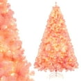 thumbnail image 2 of Costway 7.5 FT Artificial Xmas Tree with 1300 Branch Tips, 550 Warm White LED Lights 8 Modes Pink, 2 of 10