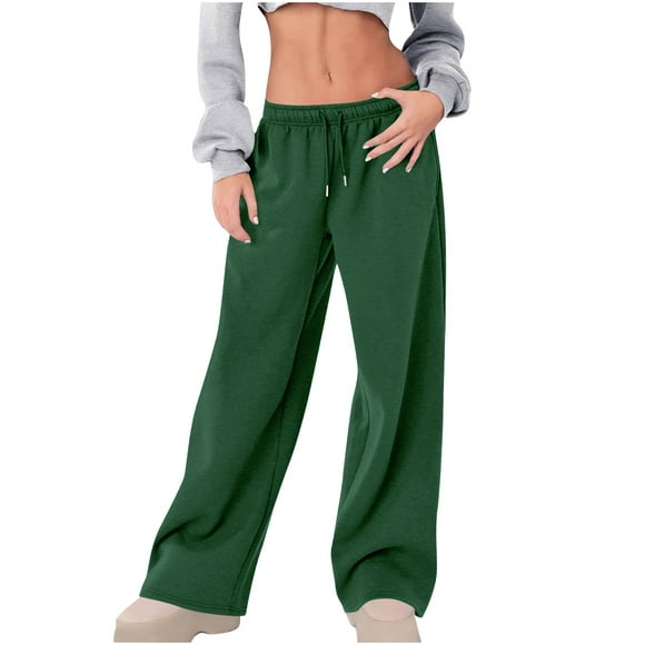 LIaqionyy Womens Sweatpants Straight Leg Elastic Waist Drawstring Loose Casual Trousers Clothes with Pocket