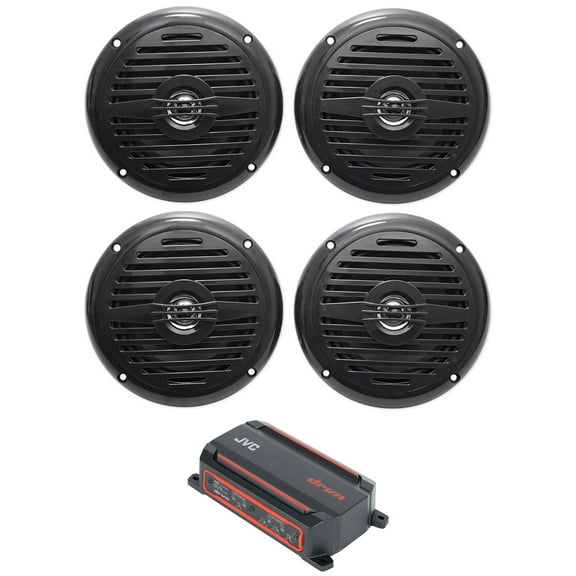 JVC KS-DR2004D 600w 4-Channel Marine Amplifier ATV/UTV Amp (4) 5.25" Speakers