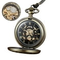 thumbnail image 4 of Vintage Hand-winding Mechanical Pocket Watch Chinese Knot Design Skeleton Dial Classic Silver Case, 4 of 9