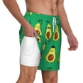 thumbnail image 2 of Kdxio Cartoon Fruit Print Men'S Swim Trunks With Compression Liner 7 Inch Inseam Quick Dry Swim Shorts, 2 of 7