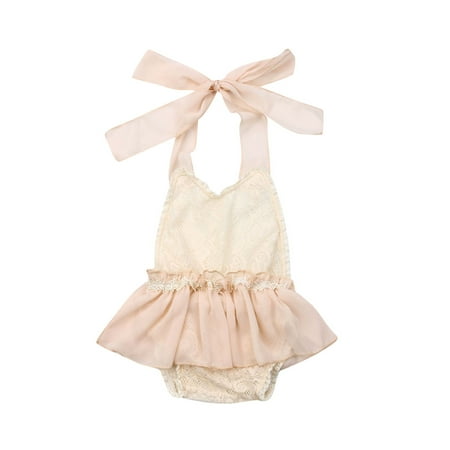 

Canrulo Newborn Toddler Baby Girls Lace Romper Dress Bodysuit Jumpsuit Outfits Sunsuits Beige 3-6 Months