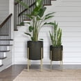 thumbnail image 6 of Oakrain Mid Century Planters for Indoor , Set of 2, Modern Decorative Metal Pots for Living Room, Office, Garden or Balcony, Black&Golden , 10inch&12inch, 6 of 9