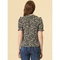 thumbnail image 3 of INSPIRE CHIC Blusa De Manga Corta Con Volantes Y Cuello Peter Pan Floral Para Mujer Negro XS, 3 of 4