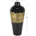 thumbnail image 3 of DecMode 16" Abstract Black Metal Vase with Gold Details, 3 of 9