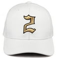 thumbnail image 2 of Daxton Premium Mid Profile Hat Semi Curved Visor White Cap Black Gold Gothic Embroidered, Number 2, 2 of 4
