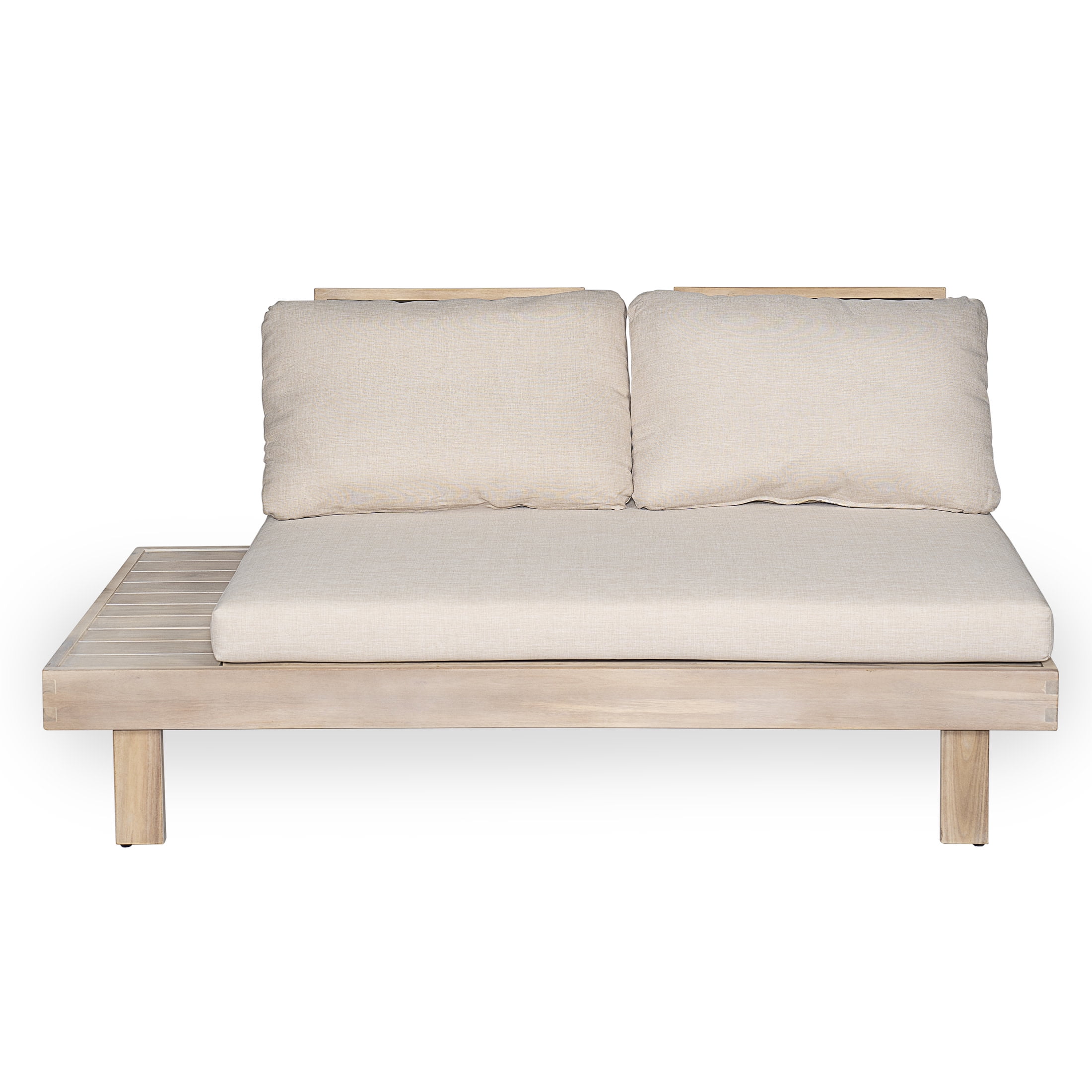 Christopher Knight Home 4-Piece Outdoor Conversation Sectional Set, Wood Frame with Cushions, Light White+Sand