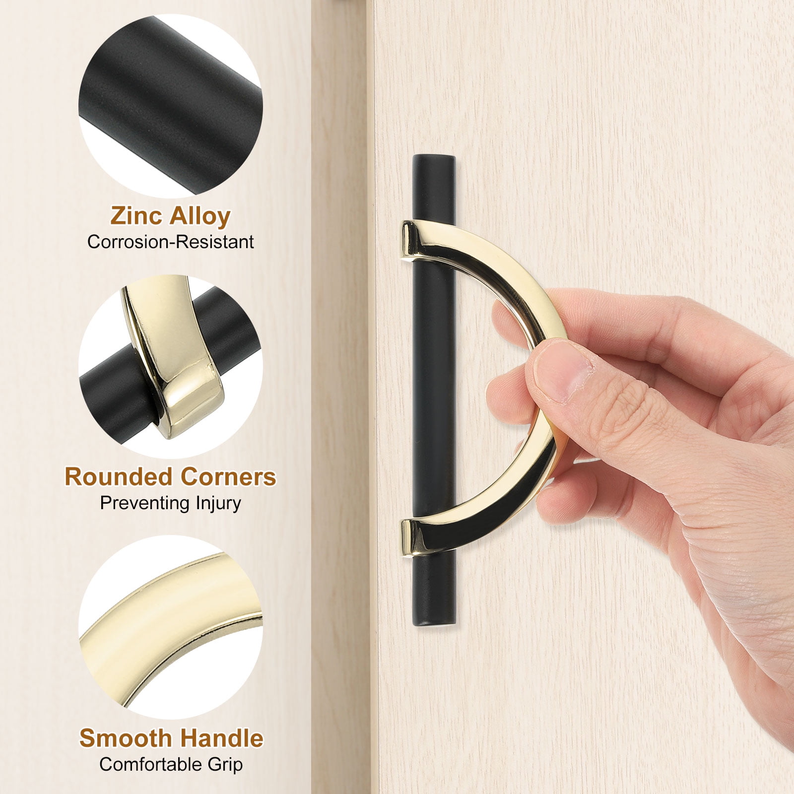 Uxcell 2Pcs 5.04 inch Kitchen Cabinet Handle with Screw Black/Gold