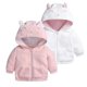 thumbnail image 3 of KAIYANG Chaqueta polar de otoño-invierno para niña recién nacida con capucha y cremallera, capa con capucha, 9-12 meses (blanco), 3 of 3