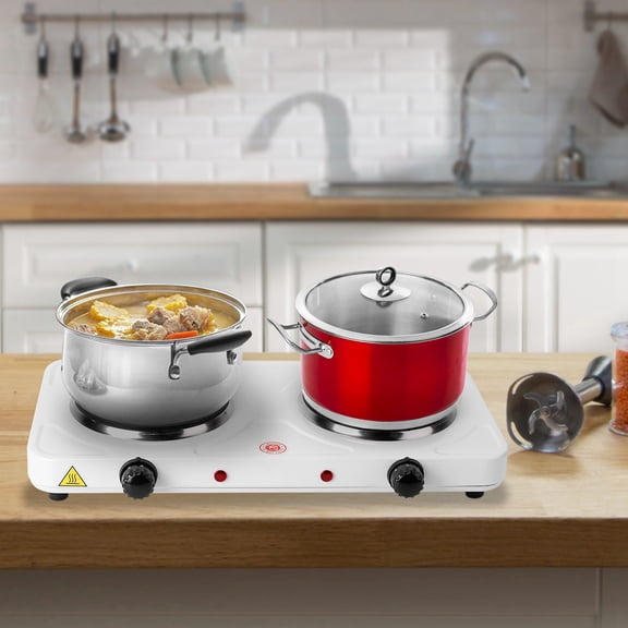 BAYUELSWU 2000W Hot Plate, Portable Electric Stove Countertop W/ Double Burners, Glass Stove Suitable for RV/Home/Camp, Easy to Clean