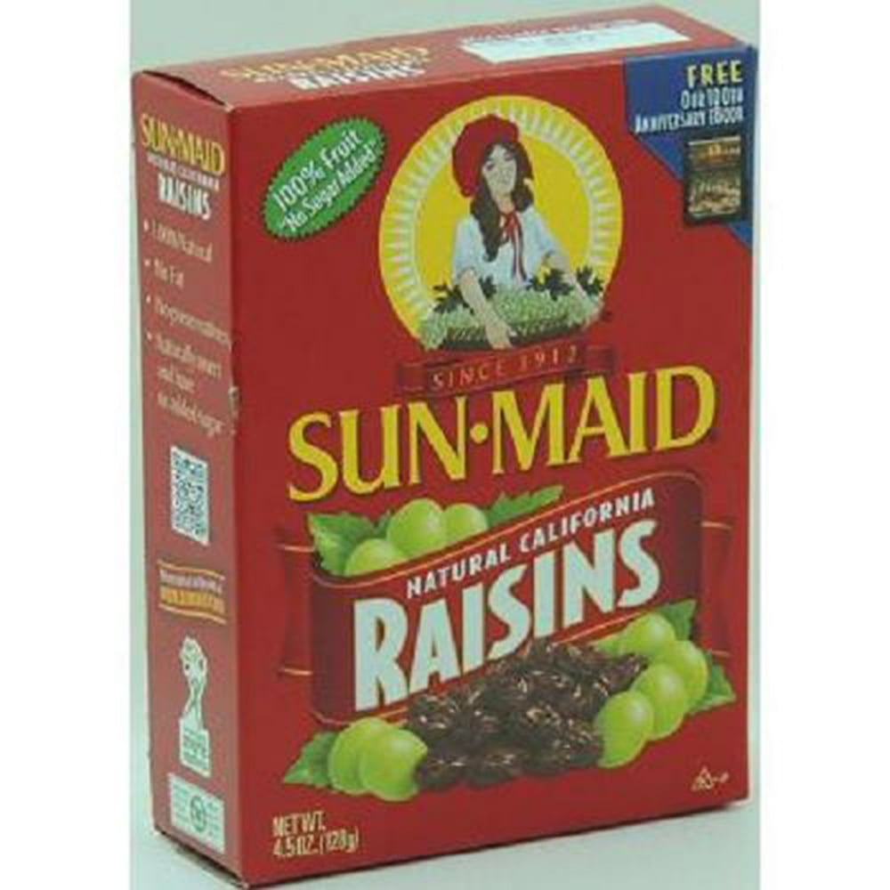 Sun Maid Natural California Raisins 4.5 Oz 100 Fruit No Sugar Added