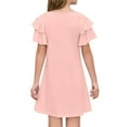 thumbnail image 3 of TQWQT Girls Dresses Summer Ruffle Short Sleeve Light pink Dress Size 10-12 A Line Sundress Cute Kids Crew Neck Skater Dress Basic Tween Girls T-Shirt Dress Light pink 120, 3 of 4