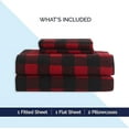 thumbnail image 4 of Elegant Comfort Soft 4-Piece Sheet Set - Deep Pocket Fitted Sheet, Soft, Cozy, Warm and Anti-Pill Flannel Sheets - Full, Buffalo Check Burgundy, 4 of 4