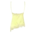thumbnail image 4 of vigerkar Silk Lace Trim Camisole Tops for Women Satin Asymmetrical Tank Top Backless Lace Patchwork Cami Going Out (Yellow, XS), 4 of 9