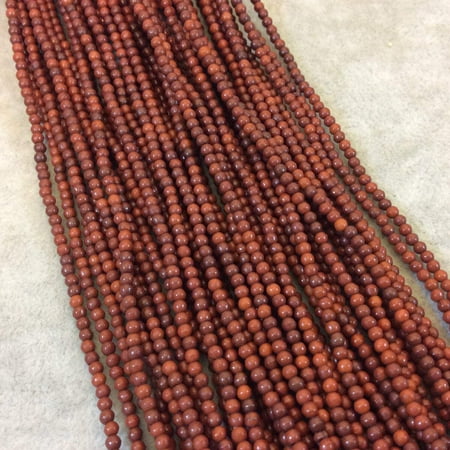 Howlite Beads – 2mm Dyed Brown Smooth Round Natural Semi-Precious Gemstones, 15.5" Strand (Approx. 185 Beads)