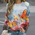 thumbnail image 2 of Sweatshirt For Womens Crewneck Watercolor Butterfly Hoodies Teen Girls Cute, 2 of 7