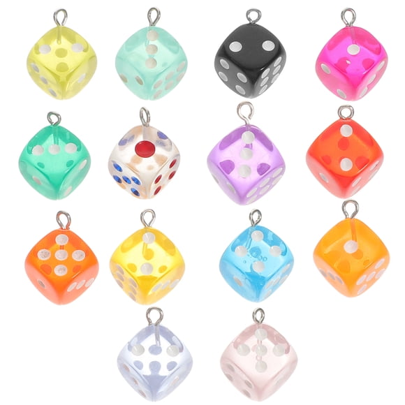 FRCOLOR Charme dés Créatif Pendentif dés en Résine pour Fabrication de Bijoux DIY Couleurs Assorties 30 Pcs, 0.55"X0.55"X0.55 Pouces