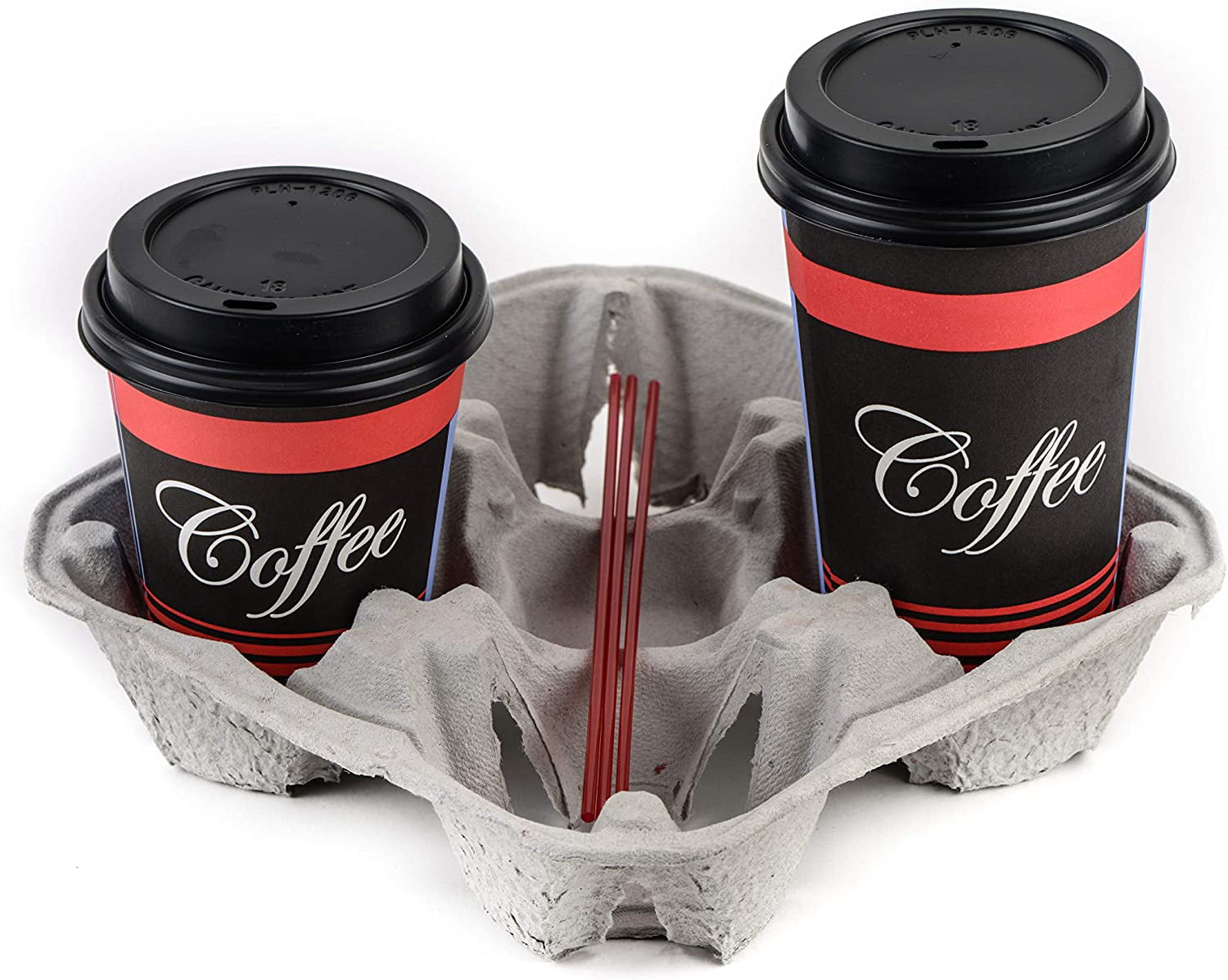 Pulp Fiber Cup Tray Biodegradable 4 Cup Carrier 75 Pack by EcoQuality -  Compostable, Recyclable - for Hot and Cold Drinks. Eco-Friendly and  Stackable to Keep Coffee, Tea, Soda, Boba from Spilling 