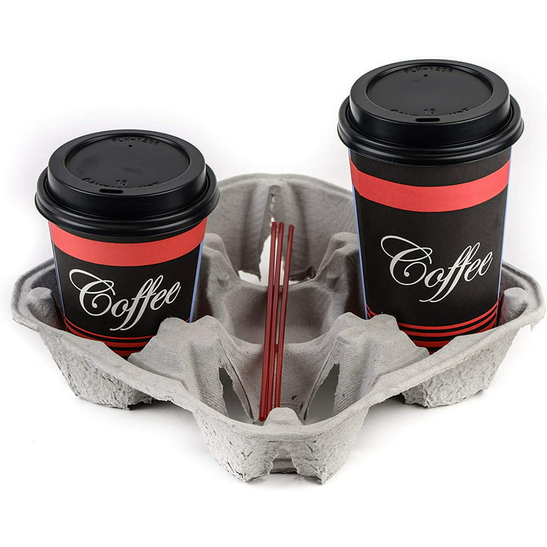 Disposable Kraft 2 or 4 Cup Drink Carrier with Handles, Paperboard Cup –  EcoQuality Store
