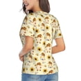 thumbnail image 3 of Vsdgher Watercolor Bee Honey Honeycomb Bee Women Shirts V Neck Short Sleeve Tops T-Shirt Basic Tees, S to 3XLX-Large, 3 of 5