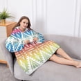 thumbnail image 5 of Oversized Wearable Blanket Hoodie,Rainbow Ethnic Pattern Sherpa Blanket Hoodie with Super Pockets,Super Warm Fuzzy Pullover for Women & Men, 5 of 6