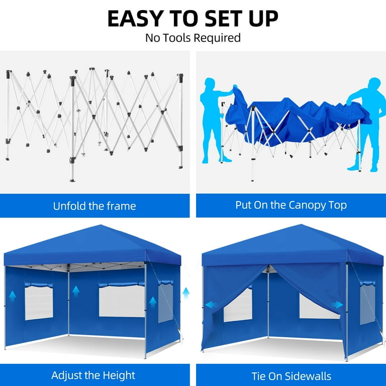 Uforic 10 ft x 10 ft Easy Pop up Outdoor Canopy Tent with 4
