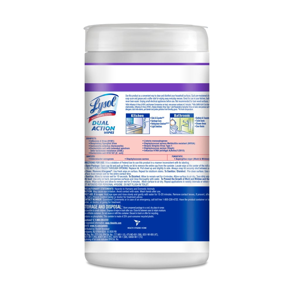 Lysol Dual Action Disinfecting Wipes Citrus 75 ct - 3 Pack