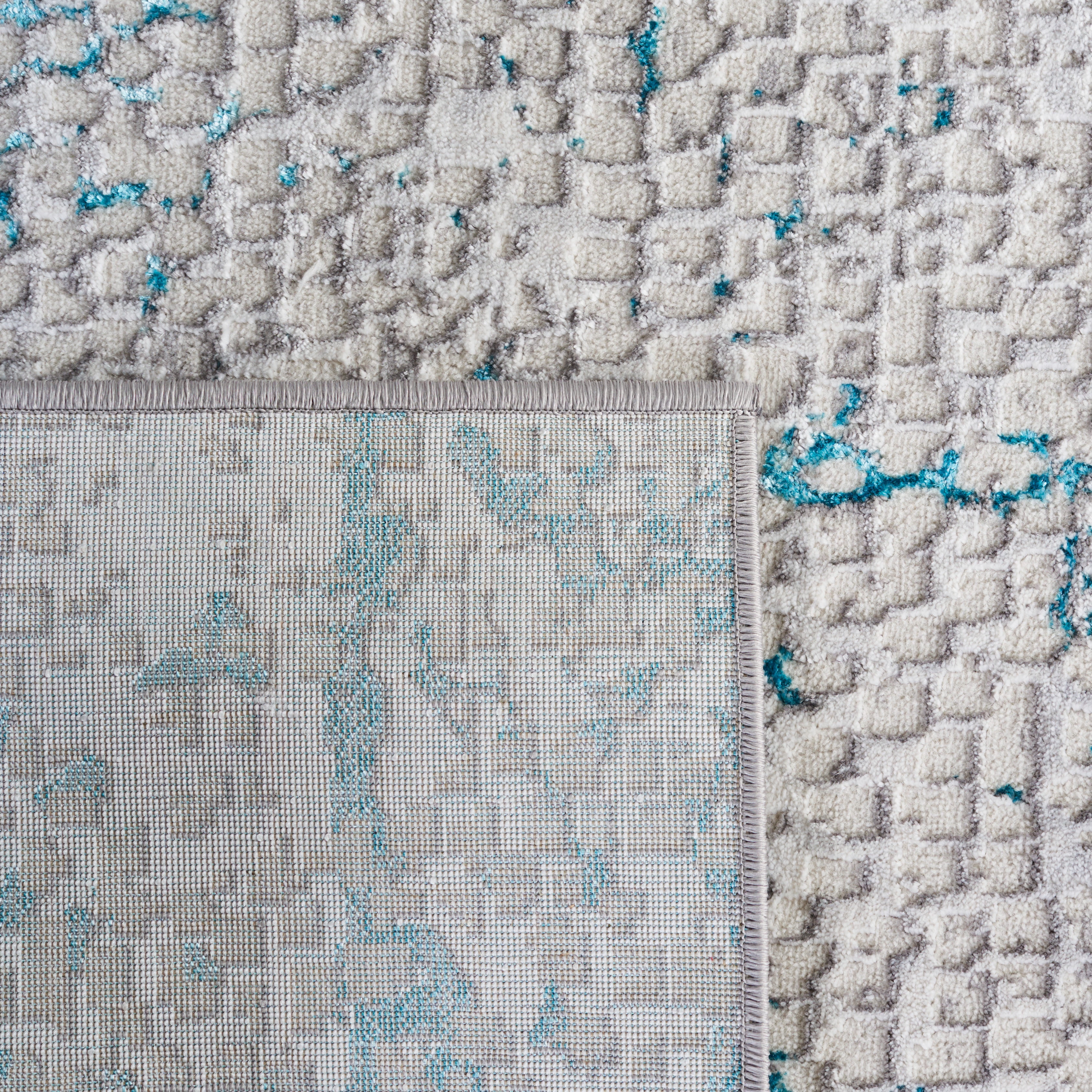 SAFAVIEH Amelia Jimmy Dot-Print Runner Rug, Gray/Turquoise, 2' x 8'