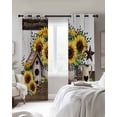 thumbnail image 2 of Yellow Sunflowers Blackout Curtains for Bedroom - 84 Inch Long Light Blocking 2 Panels Set, Western Star Farmhouse White Wooden Thermal Insulated Living Room Drapes Grommet Window Curtains 52"x84", 2 of 8