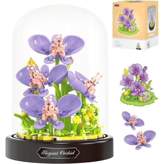 Remocguys Orchid Bouquet Building Blocks Sets Compatible with Lego Flowers Home Decor Christmas for Adults Girls