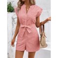 thumbnail image 3 of Summer commuter jumpsuit, pinstripe short-sleeved jumpsuit shorts, 3 of 5