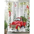 thumbnail image 2 of Christmas Truck Shower Curtain Set, Waterproof Shower Curtains for Bathroom, Xmas Trees Red Birds Snowflake Winter Washable Fabric Cloth Bath Curtain for Bathtub Decoration with Hooks 60x72 Inches, 2 of 6